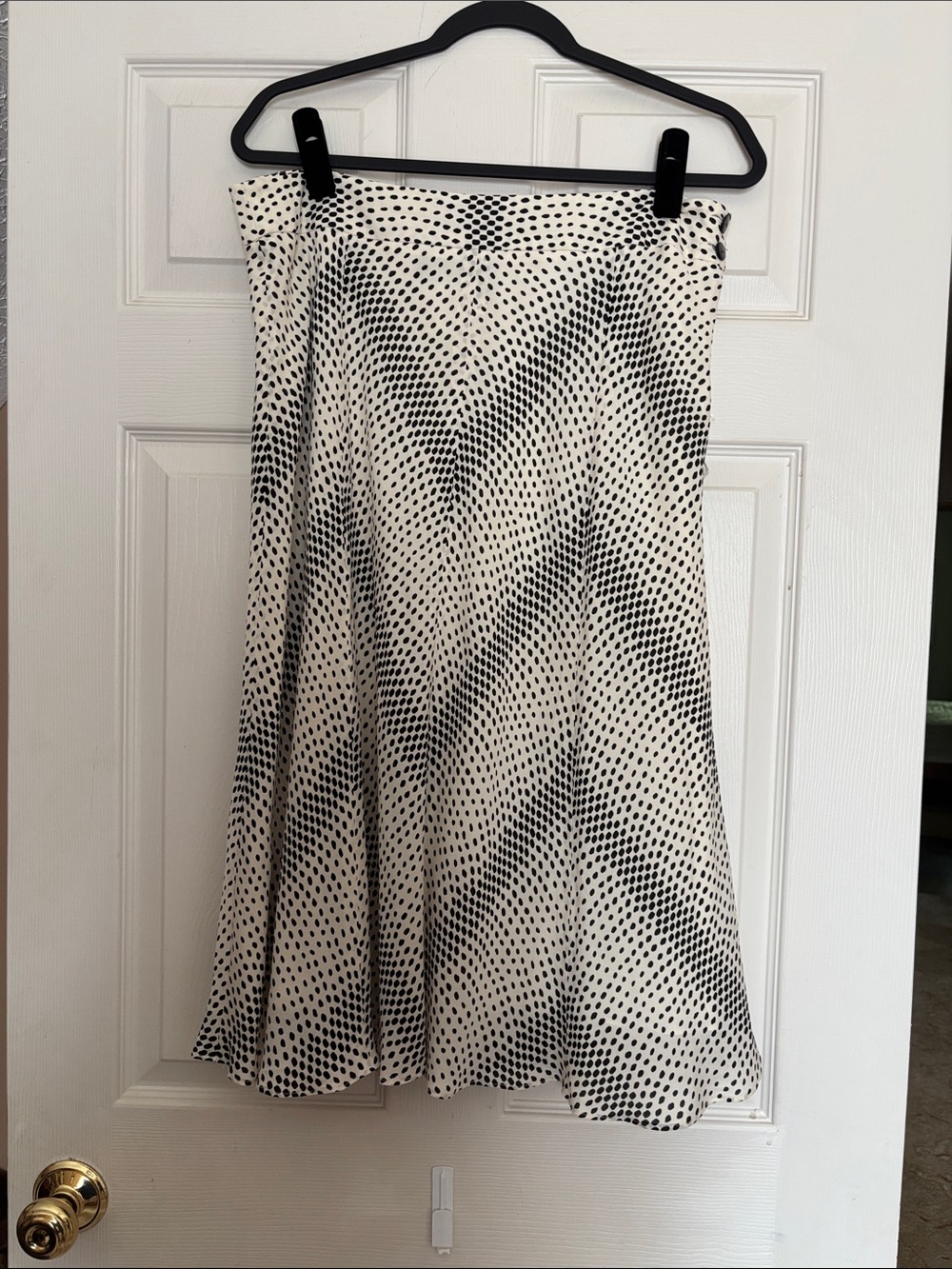 Jones New York 100% Silk Black and White Dot-Print Skirt